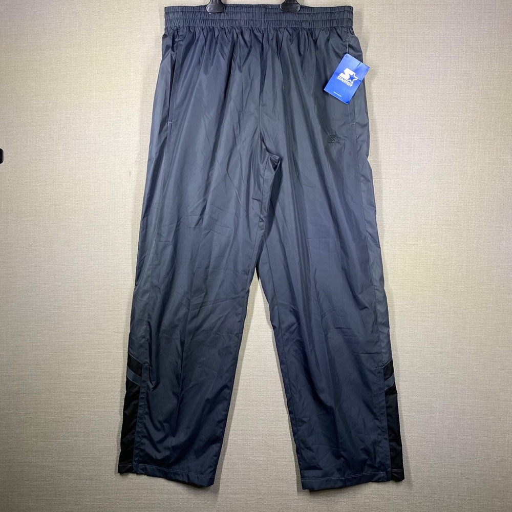 Starter Mens Vintage Track Wind Pants Greystone Ankle Zip Medium 32-34 NWT